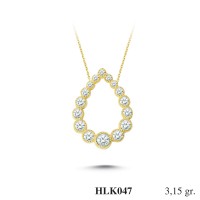 Gold Zircon Stone Necklace 3,024 gr 