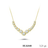  Gold Zircon Stone Necklace 3,0816 gr 