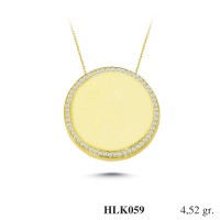  Gold Zircon Stone Necklace 4,3392 gr 