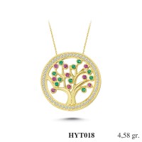  Gold Zircon Stone Necklace 4,3968 gr 