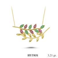  Gold Zircon Stone Necklace 3,0816 gr 