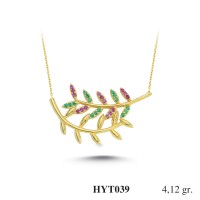  Gold Zircon Stone Necklace 3,9552 gr 