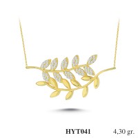  Gold Zircon Stone Necklace 4,128 gr 