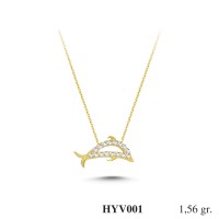  Gold Zircon Stone Necklace 1,4976 gr 