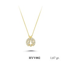  Gold Zircon Stone Necklace 1,6032 gr 
