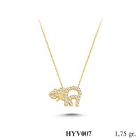  Gold Zircon Stone Necklace 1,68 gr 