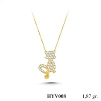  Gold Zircon Stone Necklace 1,7952 gr 