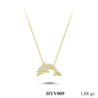  Gold Zircon Stone Necklace 1,8048 gr 