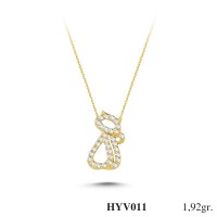  Gold Zircon Stone Necklace 1,8432 gr 