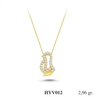  Gold Zircon Stone Necklace 2,8416 gr 