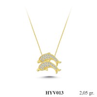  Gold Zircon Stone Necklace 1,968 gr 