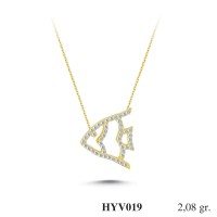  Gold Zircon Stone Necklace 1,9968 gr 