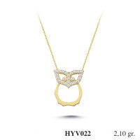  Gold Zircon Stone Necklace 2,016 gr 