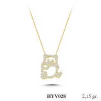  Gold Zircon Stone Necklace 2,064 gr 