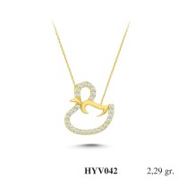  Gold Zircon Stone Necklace 2,1984 gr 