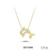  Gold Zircon Stone Necklace 2,256 gr 