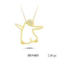  Gold Zircon Stone Necklace 2,304 gr 