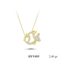  Gold Zircon Stone Necklace 2,304 gr 