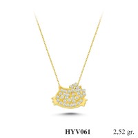  Gold Zircon Stone Necklace 2,4192 gr 