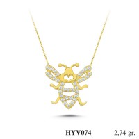  Gold Zircon Stone Necklace 2,6304 gr 