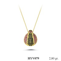  Gold Zircon Stone Necklace 2,688 gr 