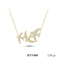  Gold Zircon Stone Necklace 2,688 gr 