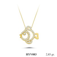  Gold Zircon Stone Necklace 2,736 gr 