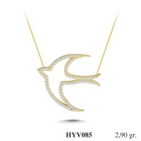  Gold Zircon Stone Necklace 2,784 gr 