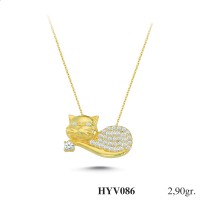  Gold Zircon Stone Necklace 2,784 gr 