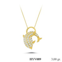  Gold Zircon Stone Necklace 2,88 gr 