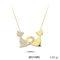  Gold Zircon Stone Necklace 2,928 gr 