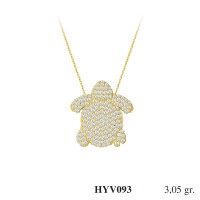  Gold Zircon Stone Necklace 2,928 gr 