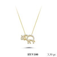  Gold Zircon Stone Necklace 3,168 gr 