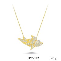  Gold Zircon Stone Necklace 3,3216 gr 