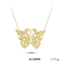  Gold Zircon Stone Necklace 3,6 gr 