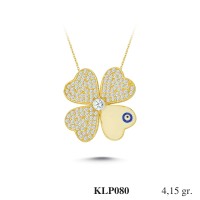  Gold Zircon Stone Necklace 3,984 gr 