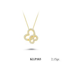 Gold Zircon Stone Necklace 2,064 gr 