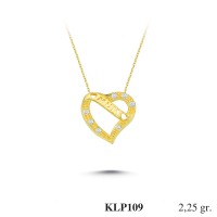  Gold Zircon Stone Necklace 2,16 gr 