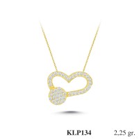  Gold Zircon Stone Necklace 2,16 gr 