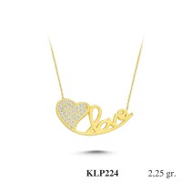  Gold Zircon Stone Necklace 2,16 gr 