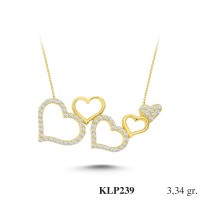  Gold Zircon Stone Necklace 3,2064 gr 