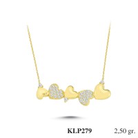  Gold Zircon Stone Necklace 2,4 gr 