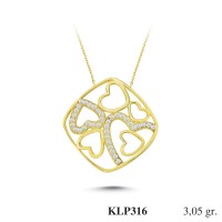  Gold Zircon Stone Necklace 2,928 gr 