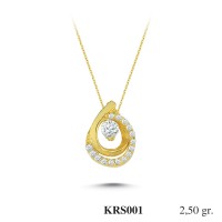  Gold Zircon Stone Necklace 2,4 gr 