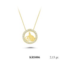  Gold Zircon Stone Necklace 2,064 gr 