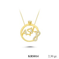  Gold Zircon Stone Necklace 2,784 gr 