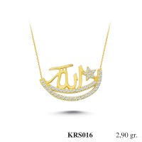  Gold Zircon Stone Necklace 2,784 gr 