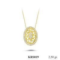  Gold Zircon Stone Necklace 2,4 gr 