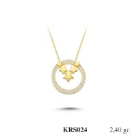  Gold Zircon Stone Necklace 2,304 gr 