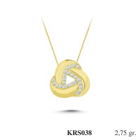  Gold Zircon Stone Necklace 2,64 gr 